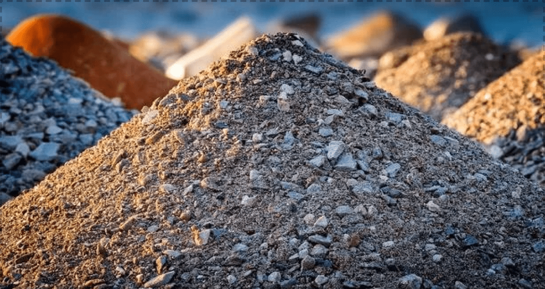 Pile of mixed sand and gravel aggregate