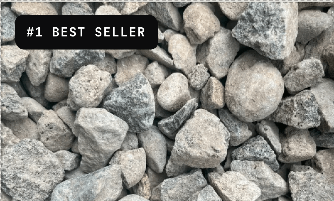 Pile of grey 3/4-inch crushed rock